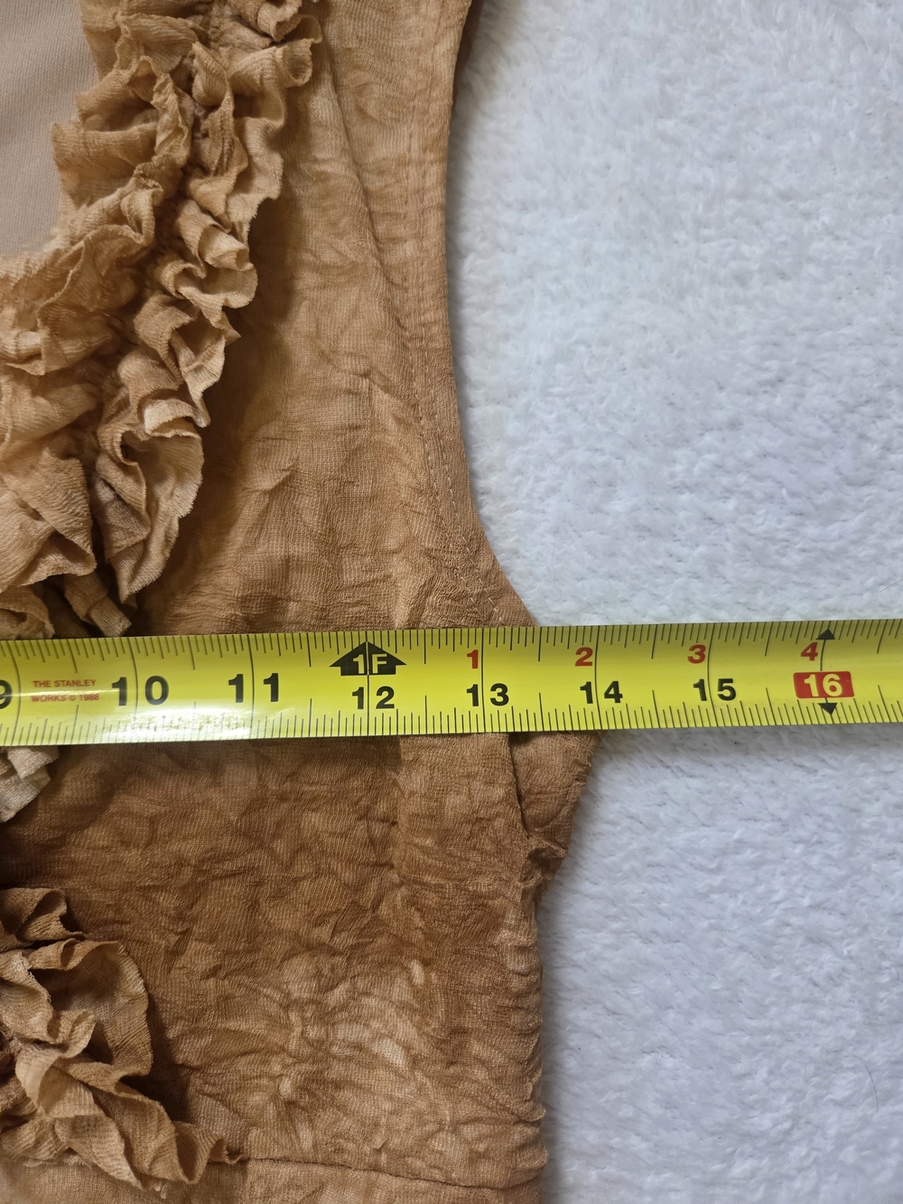 Vintage Y2K Rave Ruffle V-Neck Sleeveless Mini Dress Tan Brown Grunge Boho S - Picture 9 of 12